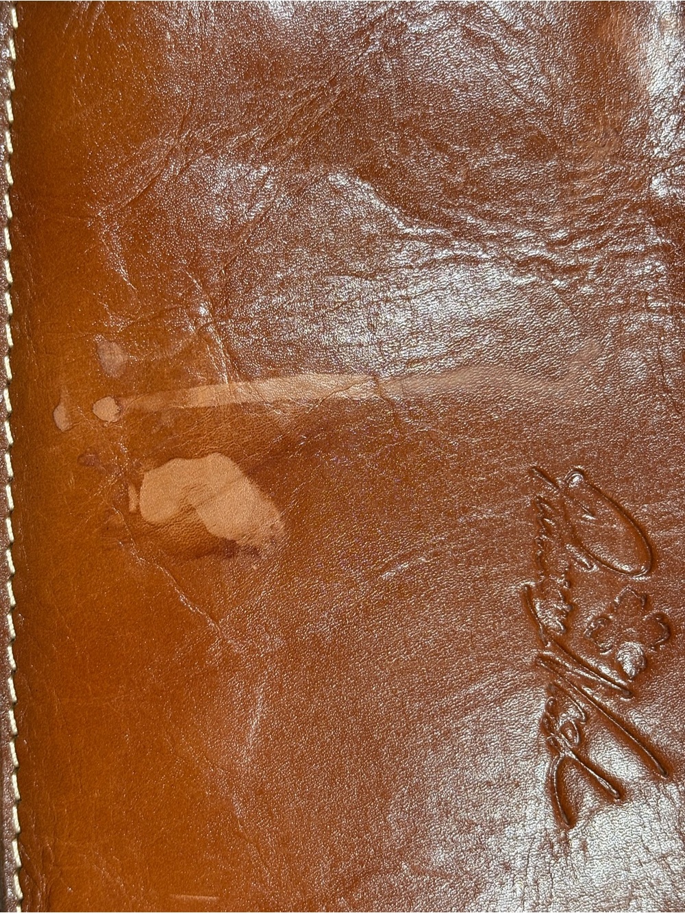 Patricia Nash St. Croce leather wristlet in a rich cognac brown - Picture 3 of 4